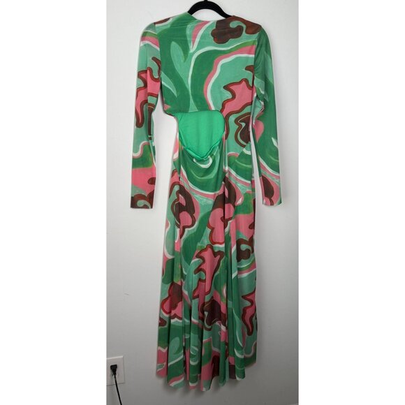 BNWT !! Topshop :: Swirl Cut Out Midi Dress Green Pink Size S/4-6 :: WICKED - Picture 7 of 14